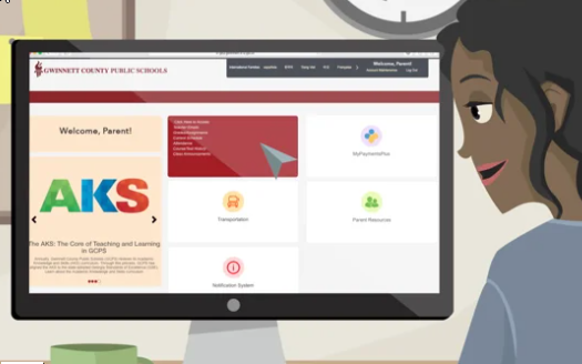 image of parent looking at a computer